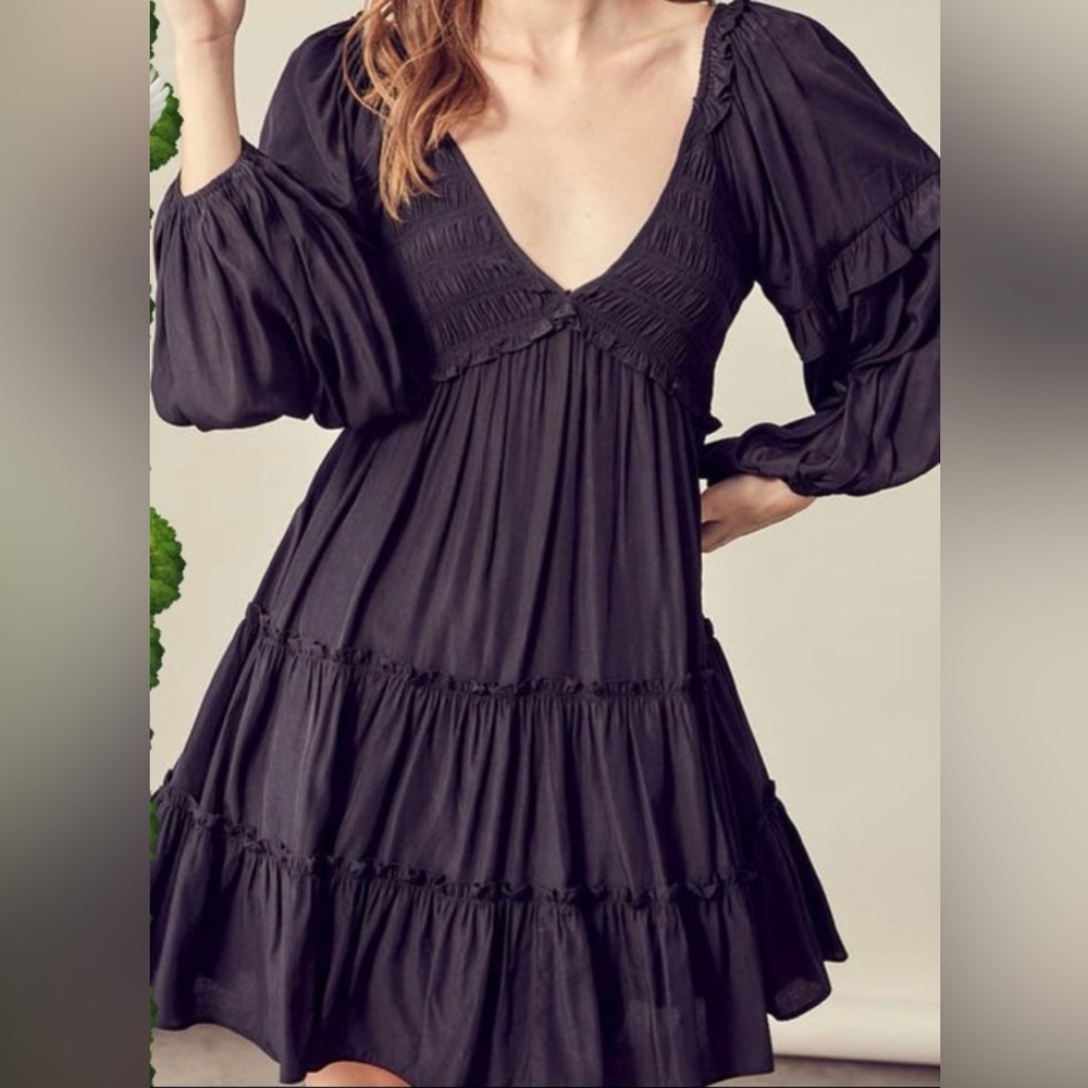 NWT Mustard Seed black mini dress with built-in skort